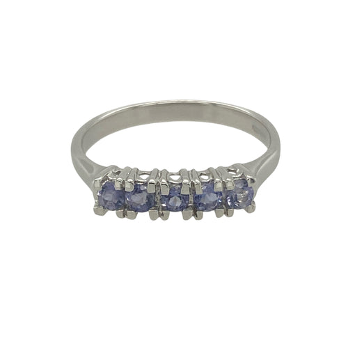 9ct White Gold & Tanzanite Set Band Ring