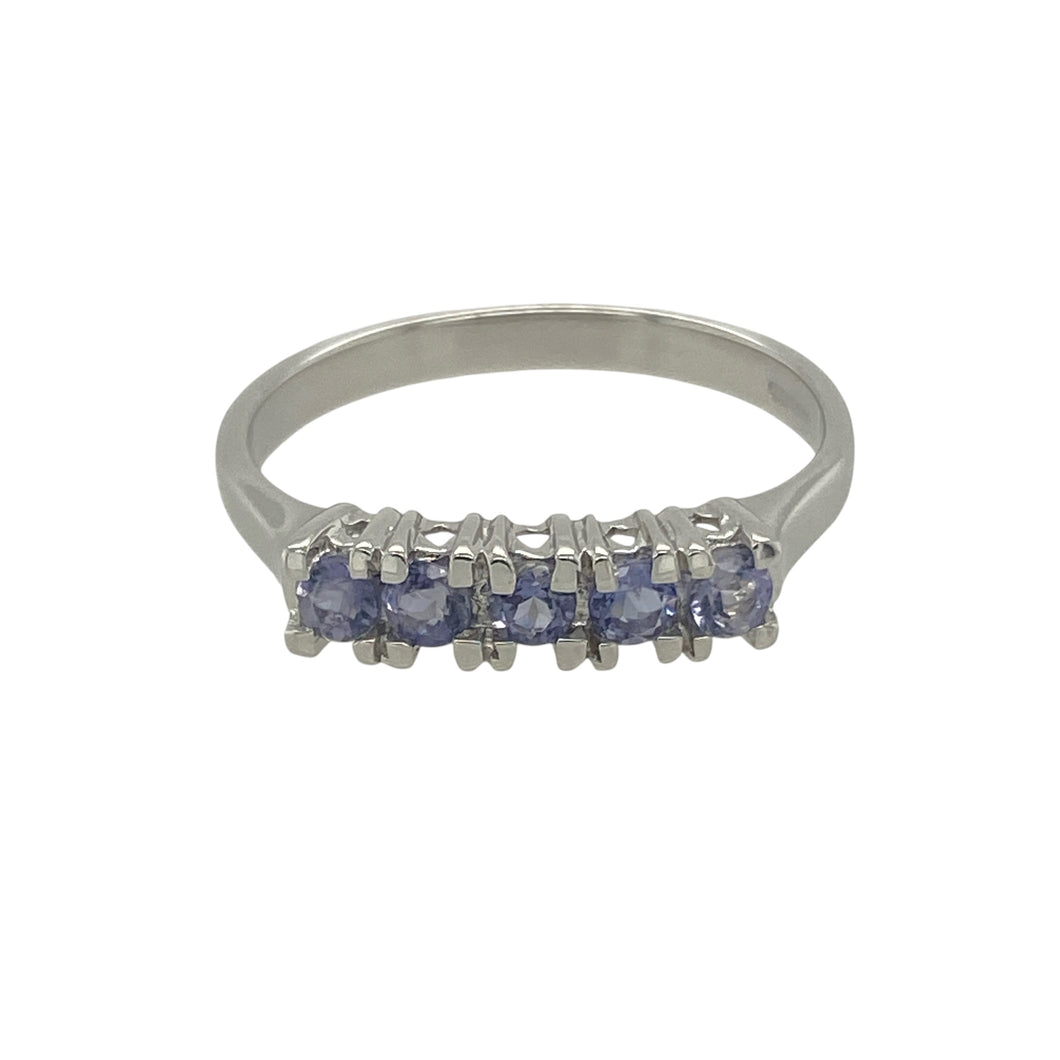 9ct White Gold & Tanzanite Set Band Ring
