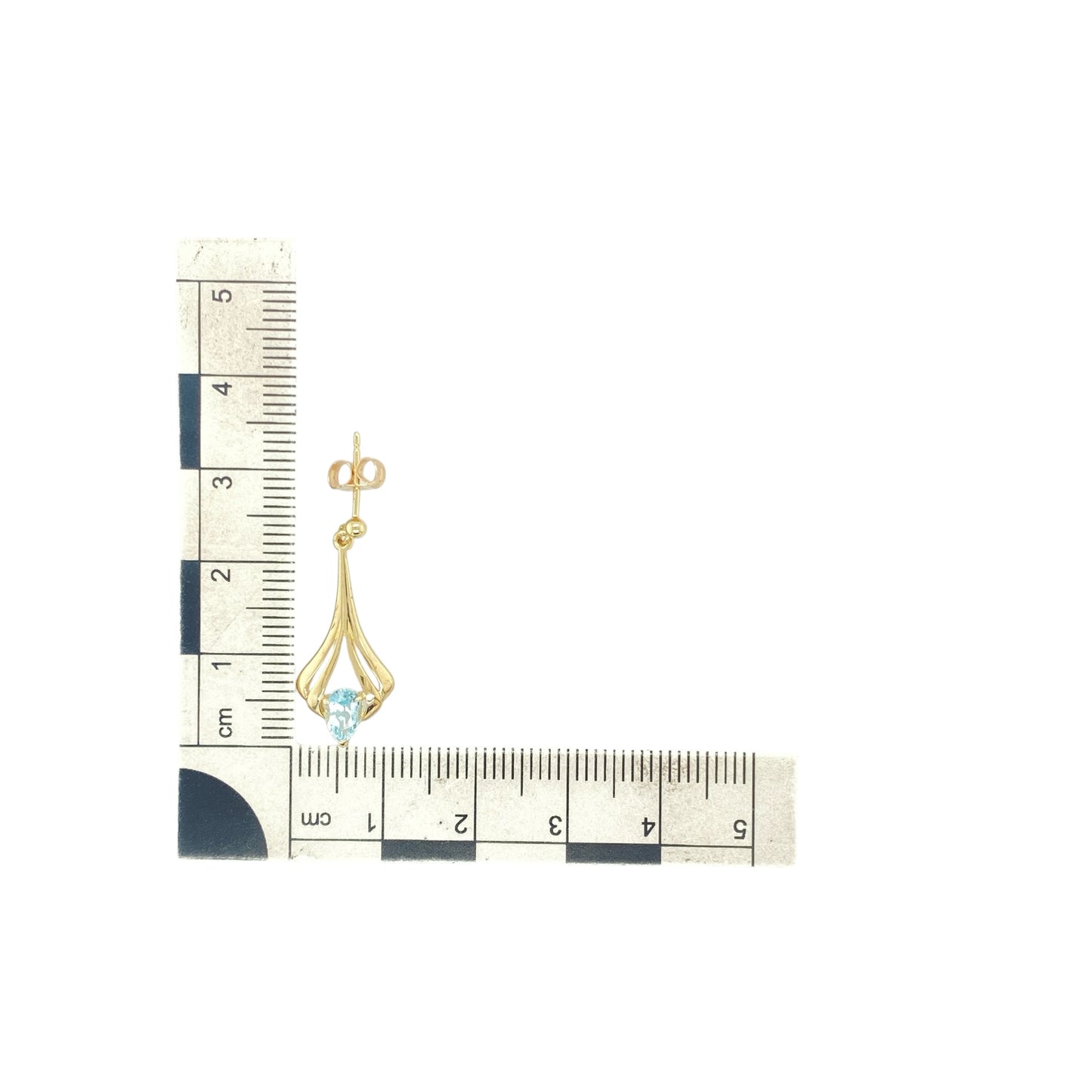 9ct Gold & Aqua Stone Set Drop Earrings