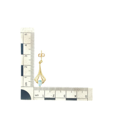 9ct Gold & Aqua Stone Set Drop Earrings