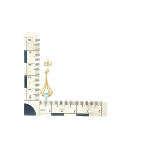 9ct Gold & Aqua Stone Set Drop Earrings