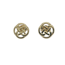 Load image into Gallery viewer, Bring symbolic charm and timeless elegance to your collection with these pre-owned 9ct yellow gold Celtic knot stud earrings, offering a beautiful blend of meaningful design and classic style—perfect for adding a touch of heritage to any look.

Design: Each earring features an intricate Celtic knot motif, symbolising eternity and interconnectedness, creating a delicate and eye-catching focal point.


