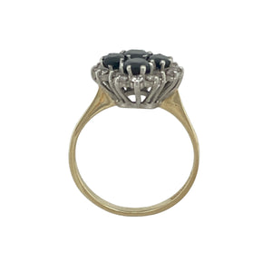 9ct Gold Diamond & Sapphire Set Cluster Ring
