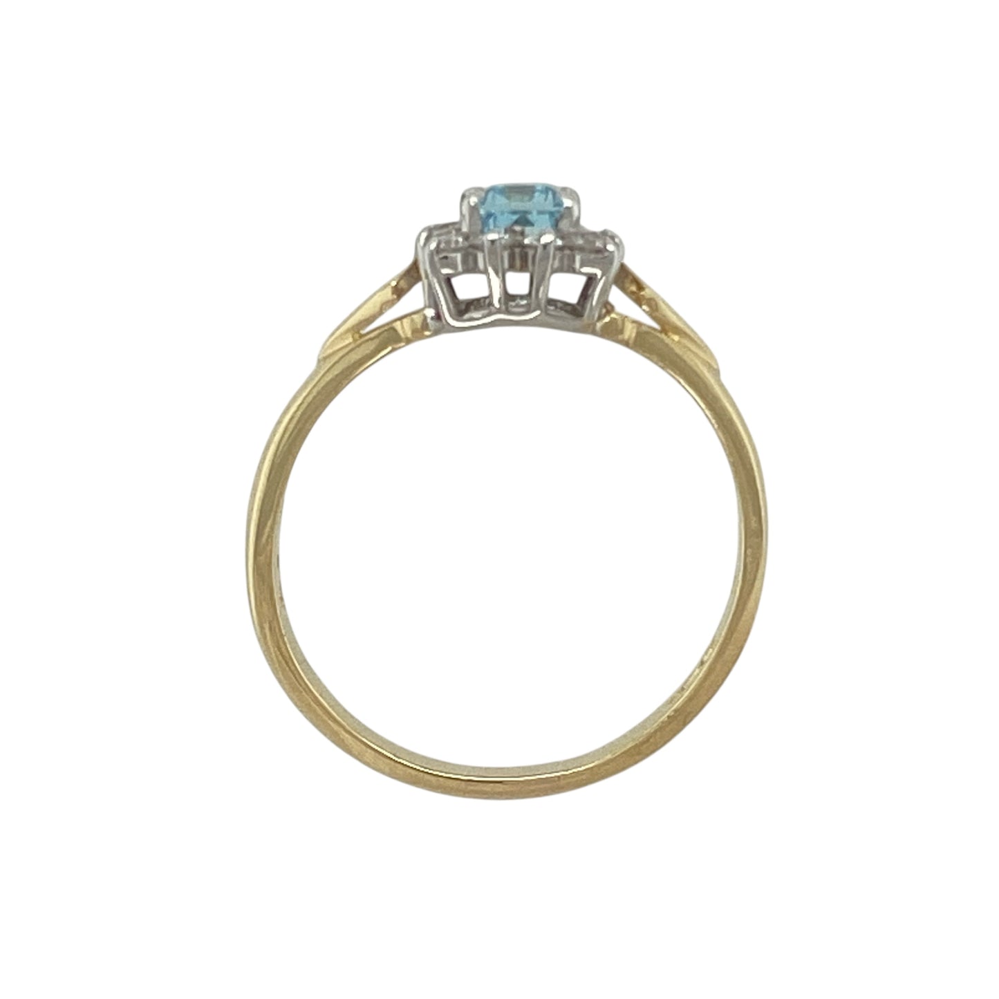 18ct Gold Diamond & Aquamarine Set Cluster Ring