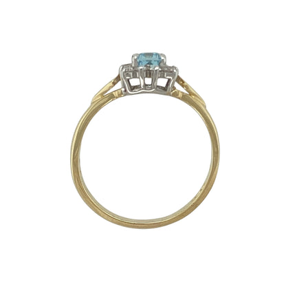 18ct Gold Diamond & Aquamarine Set Cluster Ring