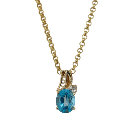 9ct Gold Diamond & Blue Topaz Set 20