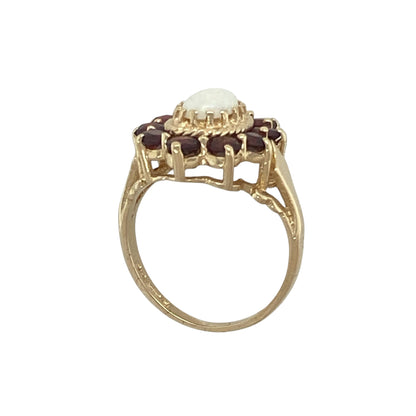 9ct Gold Garnet & Opalique Set Cluster Ring