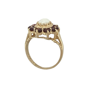 9ct Gold Garnet & Opalique Set Cluster Ring