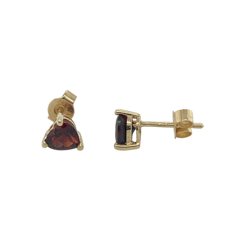 9ct Gold & Garnet Heart Stud Earrings