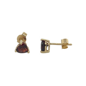 9ct Gold & Garnet Heart Stud Earrings