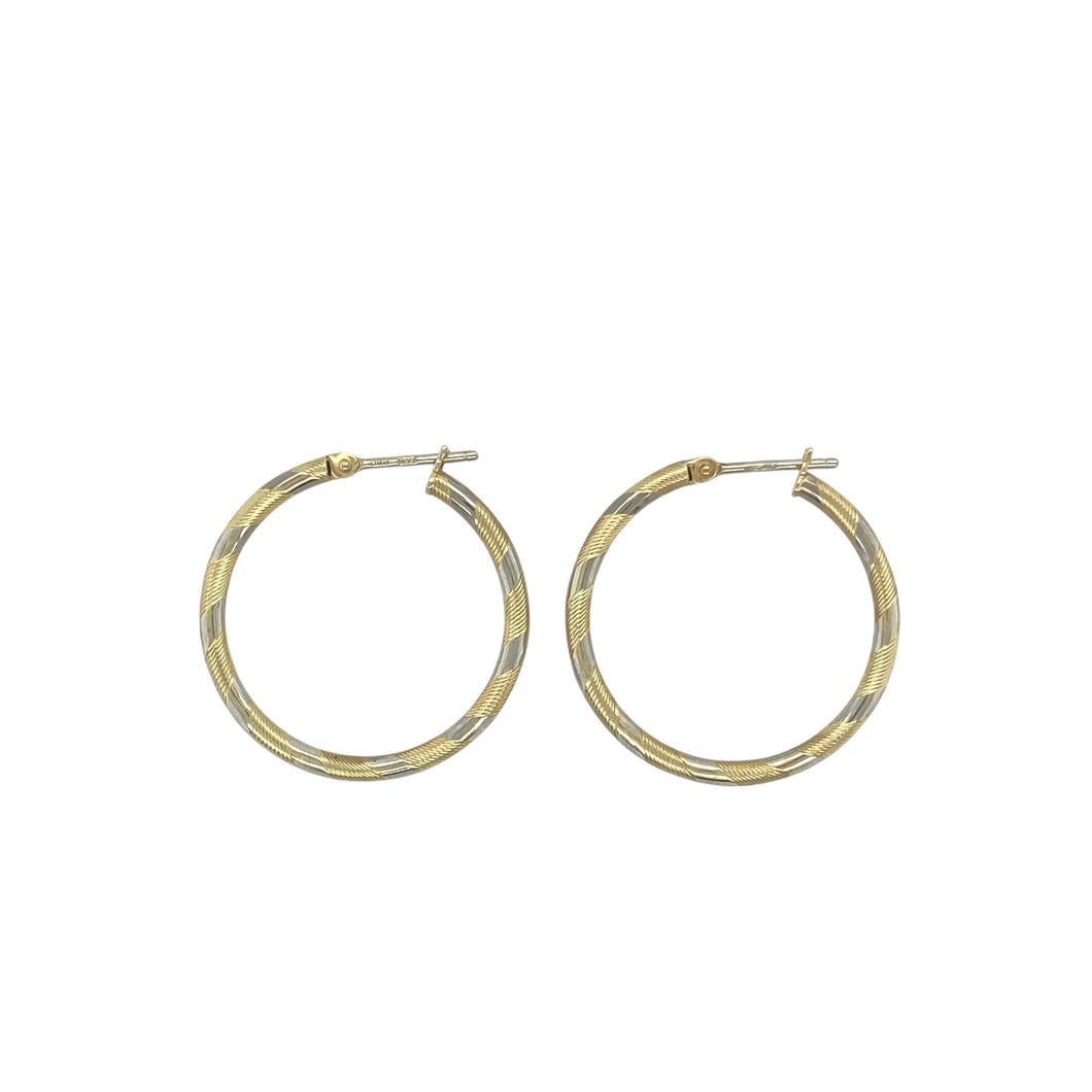 9ct White & Yellow Gold Hoop Creoles