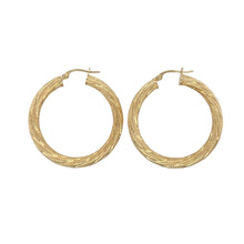 Load image into Gallery viewer, 9ct Gold Patterned Twist Hoop Creoles
