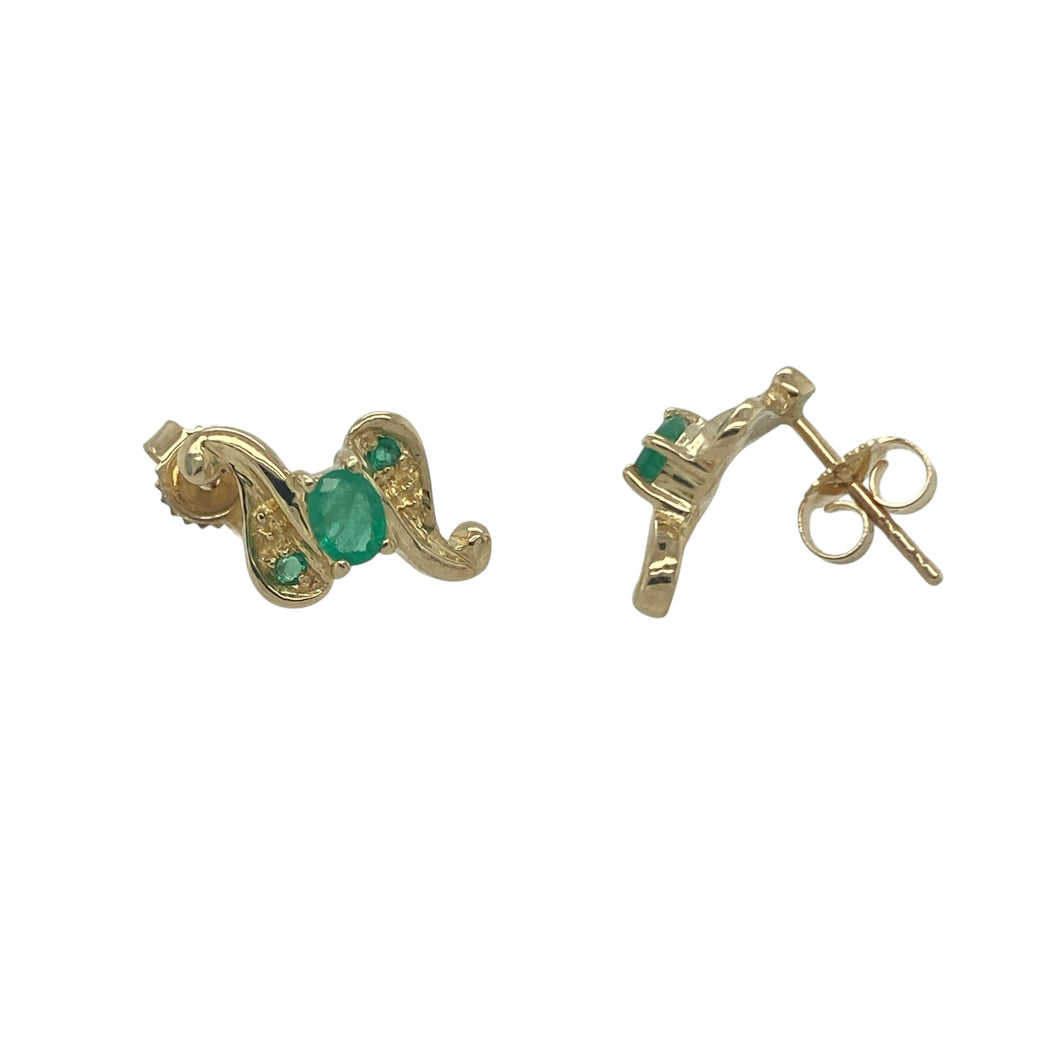 9ct Gold & Emerald Set Stud Earrings
