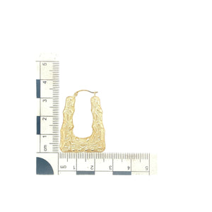 9ct Gold Patterned Handbag Style Creole Earrings