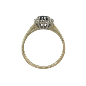 9ct Gold Diamond & Sapphire Set Heart Cluster Ring