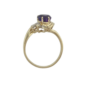 9ct Gold Diamond & Amethyst Set Twist Ring