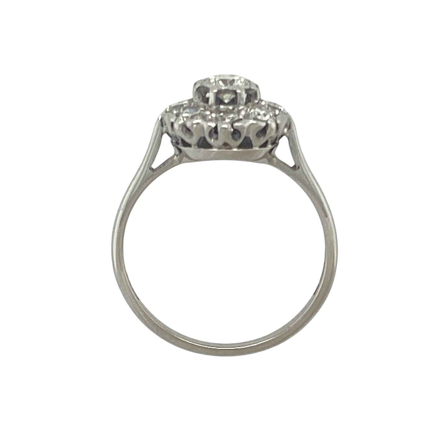 18ct White Gold & Diamond Set Vintage Style Cluster Ring