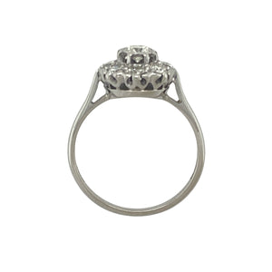 18ct White Gold & Diamond Set Vintage Style Cluster Ring