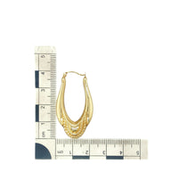 Load image into Gallery viewer, 9ct Gold Patterned Long Oval Creole Earrings
