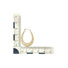 Load image into Gallery viewer, 9ct Gold Patterned Oval Creole Earrings
