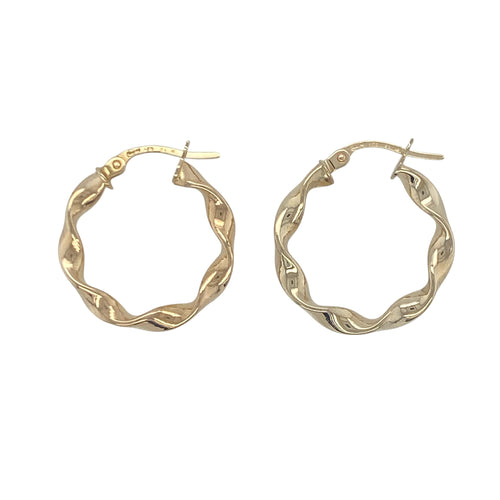 9ct Gold Ribbon Twist Hoop Creole Earrings