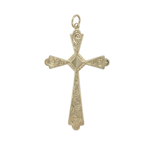 9ct Gold Patterned Cross Pendant