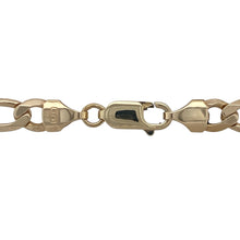 Load image into Gallery viewer, Bring bold style and classic design to your collection with this pre-owned 9ct yellow gold 18&quot; Figaro chain—a statement piece with strong character and timeless appeal.

Design: The chain features the iconic Figaro link pattern with alternating long and short links, measuring 7mm in width for a bold and eye-catching look.
Material: Made from 9-carat yellow gold, the polished finish enhances the flat links and provides a rich, high-shine glow.

