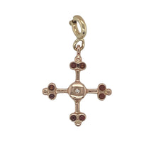 Load image into Gallery viewer, 9ct Gold Diamond &amp; Garnet Set Welsh Clogau Cross Charm
