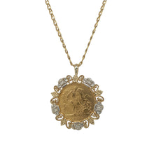 Load image into Gallery viewer, 9ct Gold &amp; Diamond Set Mount 18&quot; Necklace with 22ct Gold Half Sovereign
