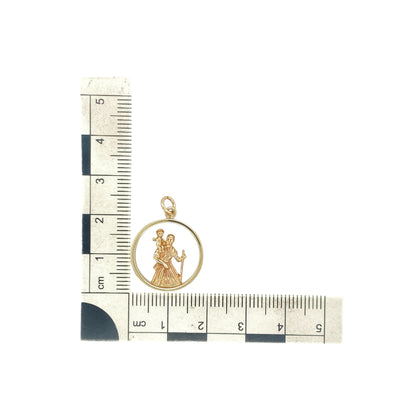9ct Gold Open Round St Christopher Pendant