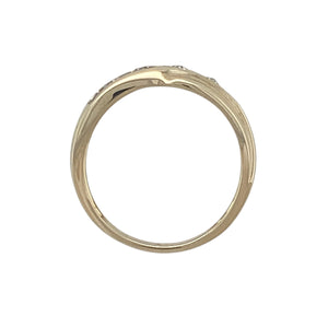 9ct Gold Diamond & Sapphire Set Crossover Band Ring