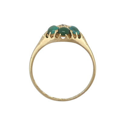 18ct Gold Diamond & Turquoise Set Flower Ring