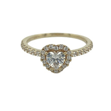 Load image into Gallery viewer, 9ct Gold &amp; Cubic Zirconia Set Halo Heart Ring
