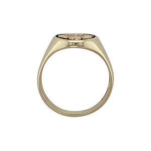 9ct Gold Welsh Three Feathers Oval Signet Ring