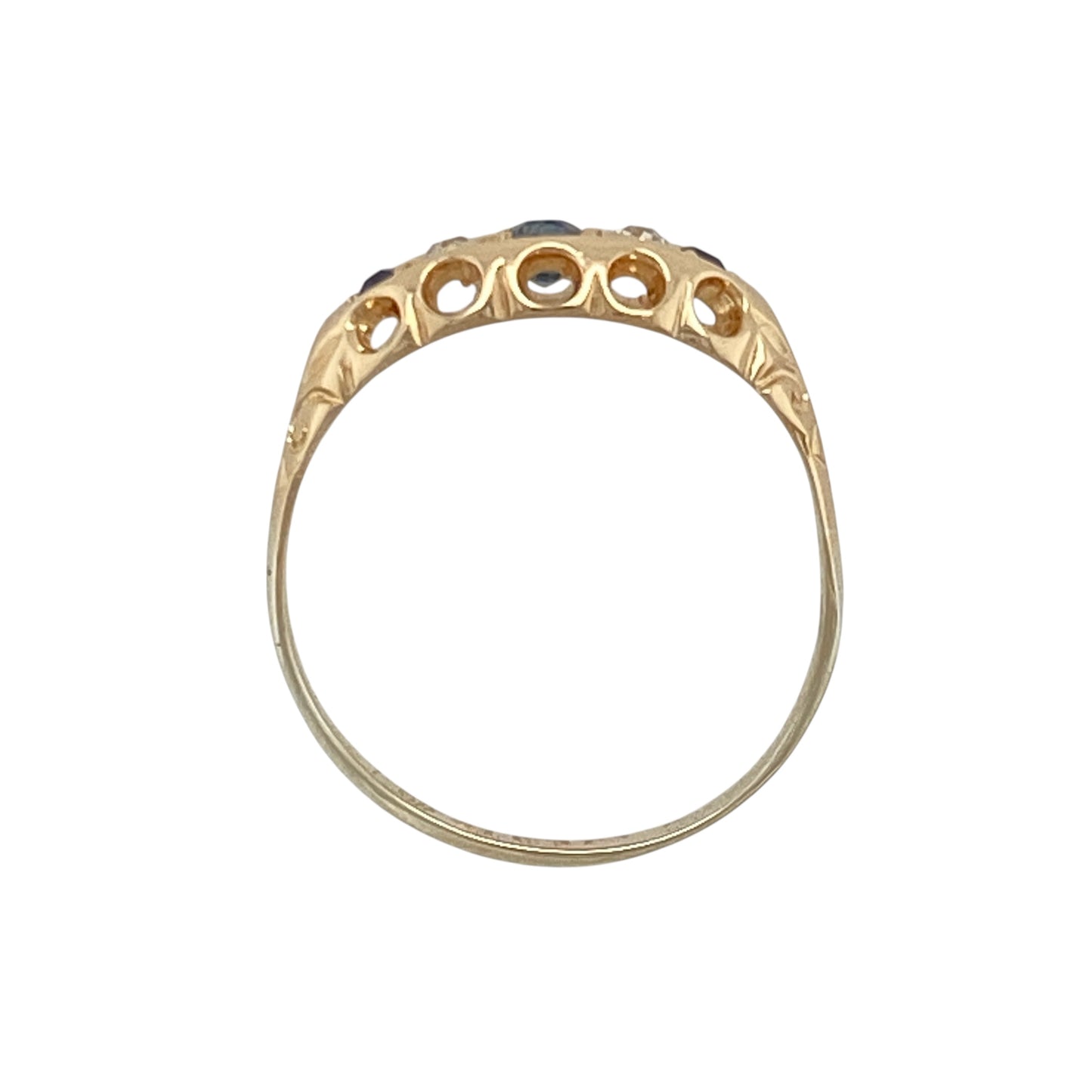 18ct Gold Diamond & Sapphire Set Vintage Style Ring
