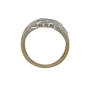9ct Gold & Diamond Set Open Fancy Wide Band Ring