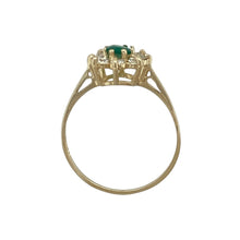 Load image into Gallery viewer, 9ct Gold Green Stone &amp; Cubic Zirconia Set Flower Cluster Ring
