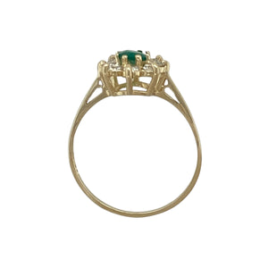 9ct Gold Green Stone & Cubic Zirconia Set Flower Cluster Ring