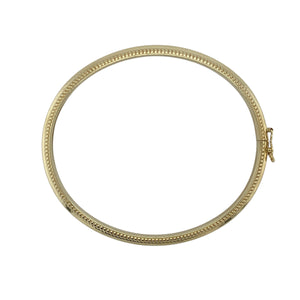9ct Gold Oval Hinged Beaded Edge Bangle