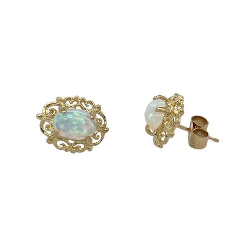 9ct Gold & Opalique Fancy Stud Earrings