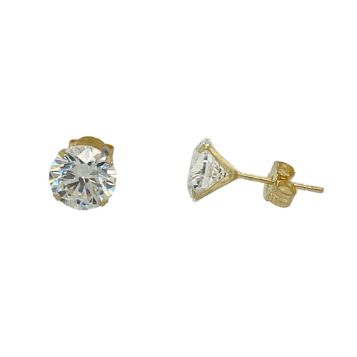 9ct Gold & Cubic Zirconia Round Stud Earrings