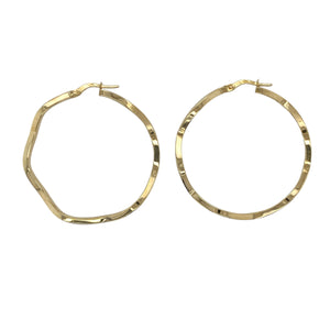 9ct Gold Wave Hoop Creole Earrings