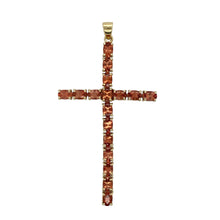 Load image into Gallery viewer, 9ct Gold &amp; Garnet Coloured Stone Set Cross Pendant
