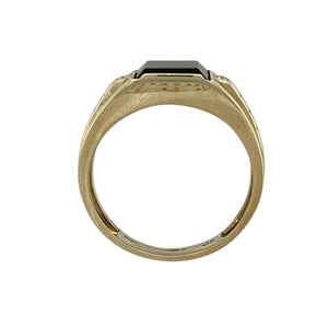 9ct Gold Diamond & Onyx Signet Ring