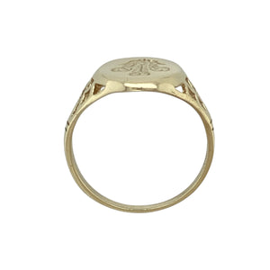 9ct Gold Three Feathers Oval Signet Ring