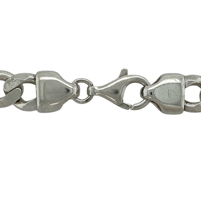Bring bold impact and classic style to your jewellery collection with this pre-owned 925 silver curb chain necklace, featuring wide links and a solid weight—perfect for statement wear or timeless everyday style.

Design: This 20-inch chain showcases a traditional curb link design with a 10mm width, offering a sleek, flat profile that lays comfortably and visibly on the neck.
Material: Made from solid 925 sterling silver, the high-polish finish enhances the chain’s bold structure and refined edge.
