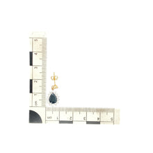 Load image into Gallery viewer, 9ct Gold Sapphire &amp; Cubic Zirconia Set Teardrop Cluster Drop Earrings
