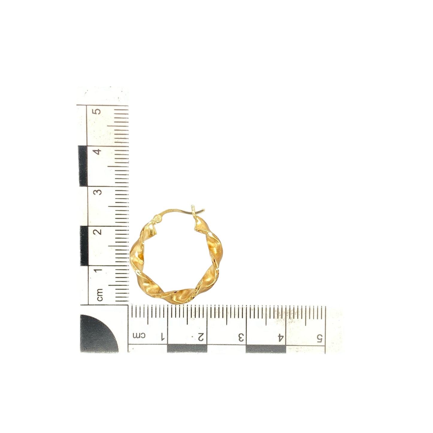 9ct Gold Brushed Effect Ribbon Hoop Creole Earrings
