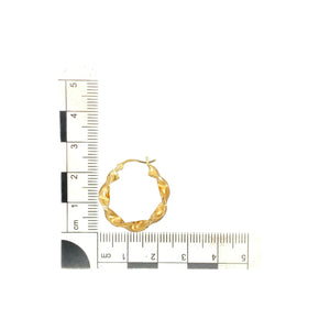 9ct Gold Brushed Effect Ribbon Hoop Creole Earrings