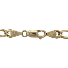 Load image into Gallery viewer, Bring classic Italian-inspired style and warm golden shine to your jewellery collection with this pre-owned 9ct yellow gold Figaro chain—perfect for everyday wear or standout layering.

Design: This 24-inch chain features the traditional Figaro link pattern with alternating long and short links, measuring 5mm in width for a balanced, versatile look.
Material: Made from solid 9-carat yellow gold, the polished finish enhances the rich golden tone and timeless appeal.


